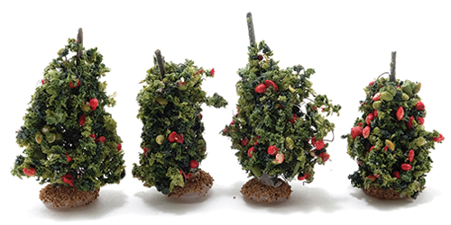 Dollhouse miniature O-SCALE STAKED TOMATO PLANTS, 4 PIECES
